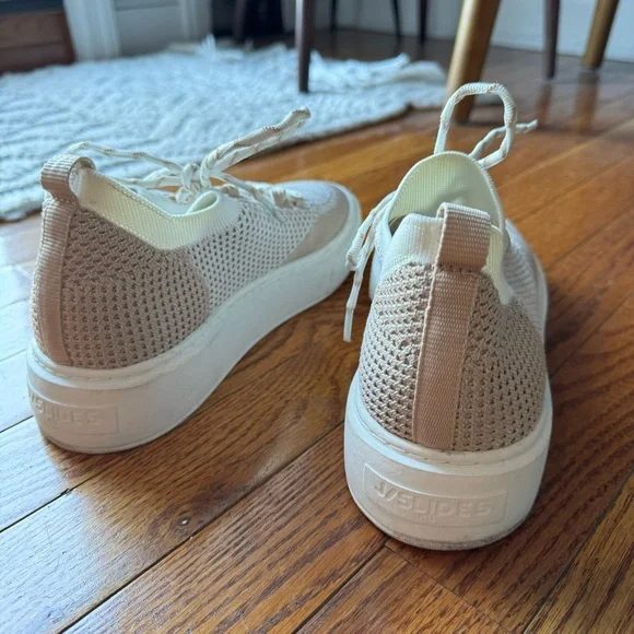 J Slides NYC white/nude Duchess lace-up knitted sneakers - Picture 12 of 14